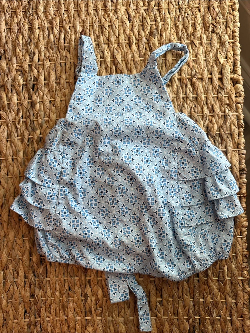 Light Blue Floral Ruffle Baby One-Piece Bodysuit